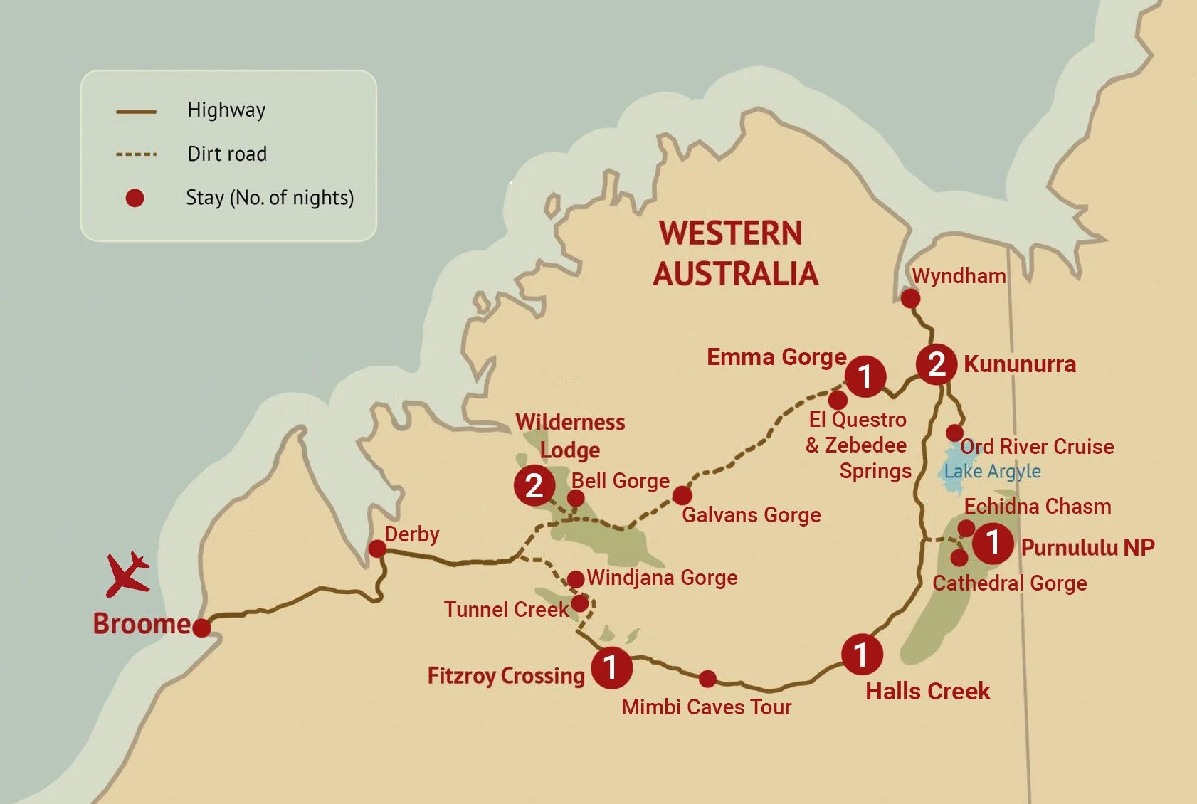 Kimberley Trailblazer Tour route map